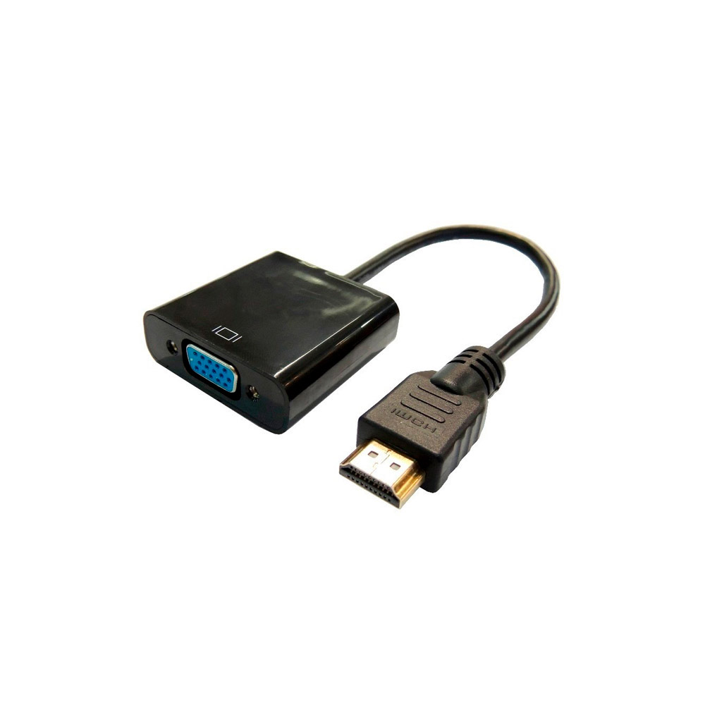 Cabo Conversor HDMI Macho para  VGA Fêmea com saida P2 Áudio Preto 