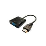 Cabo Conversor HDMI Macho para  VGA Fêmea com saida P2 Áudio Preto - LEY-01