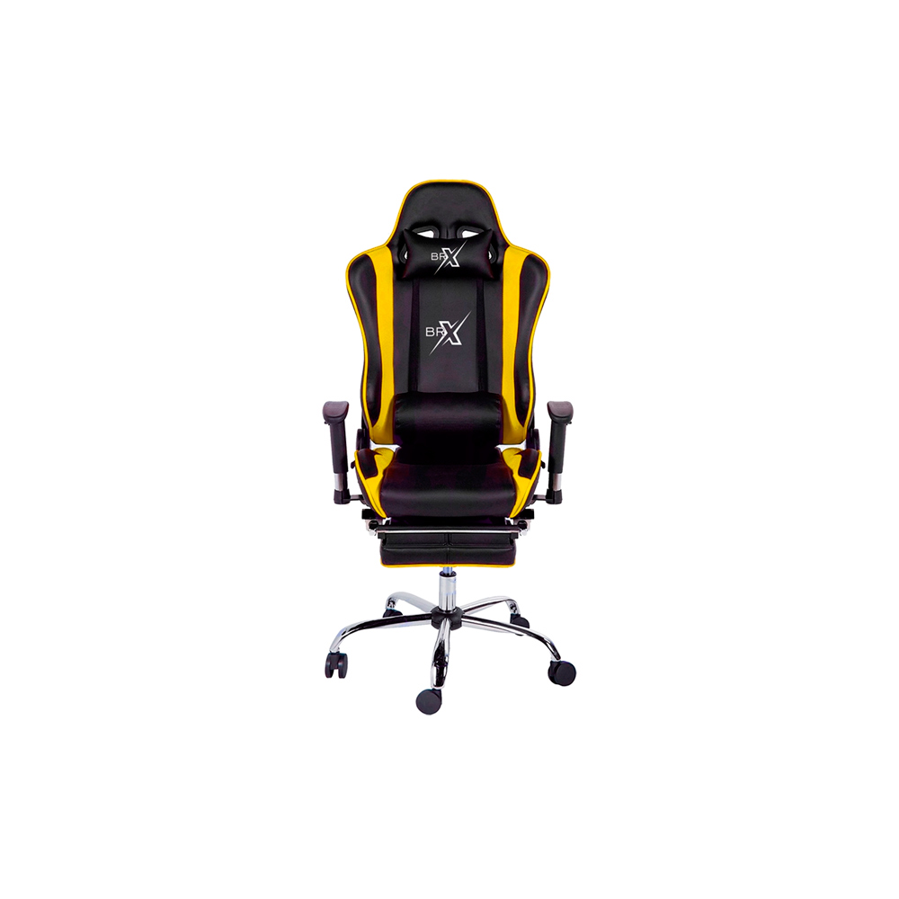 Cadeira Gamer Br-X Racer Com Braços 4D e Descanço de Pés Yellow e Black D-364