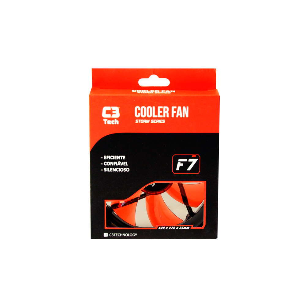 Cooler C3 Tech  FAN 12 cm F7-L100 RD Storm LED C3T Vermelho