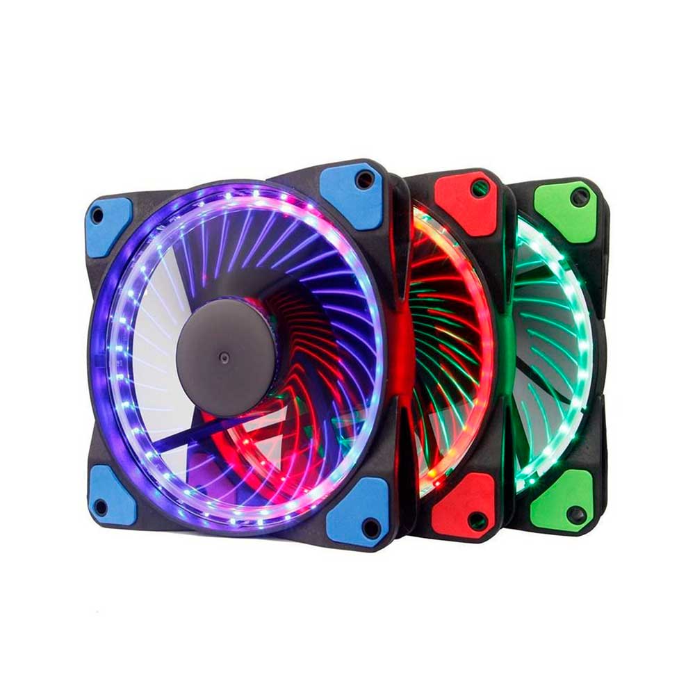 Kit Cooler Fan Dex RGB com Controle DX-123F Anel - Led  Kit com 3 Fans 21 Leds