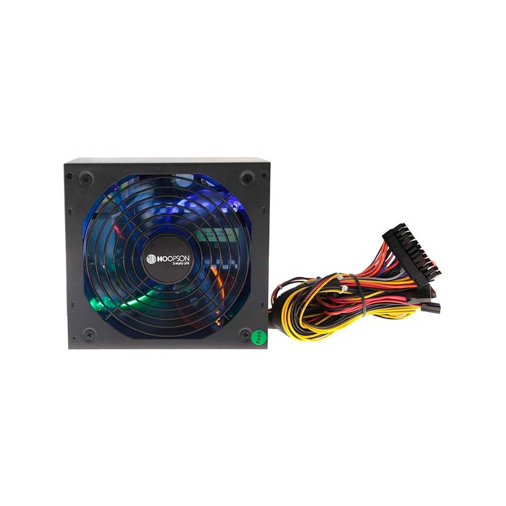 Fonte 650W Hoopson FNT-650W com LED RGB Fixo Potencia Real Box Com cabo alimentacao