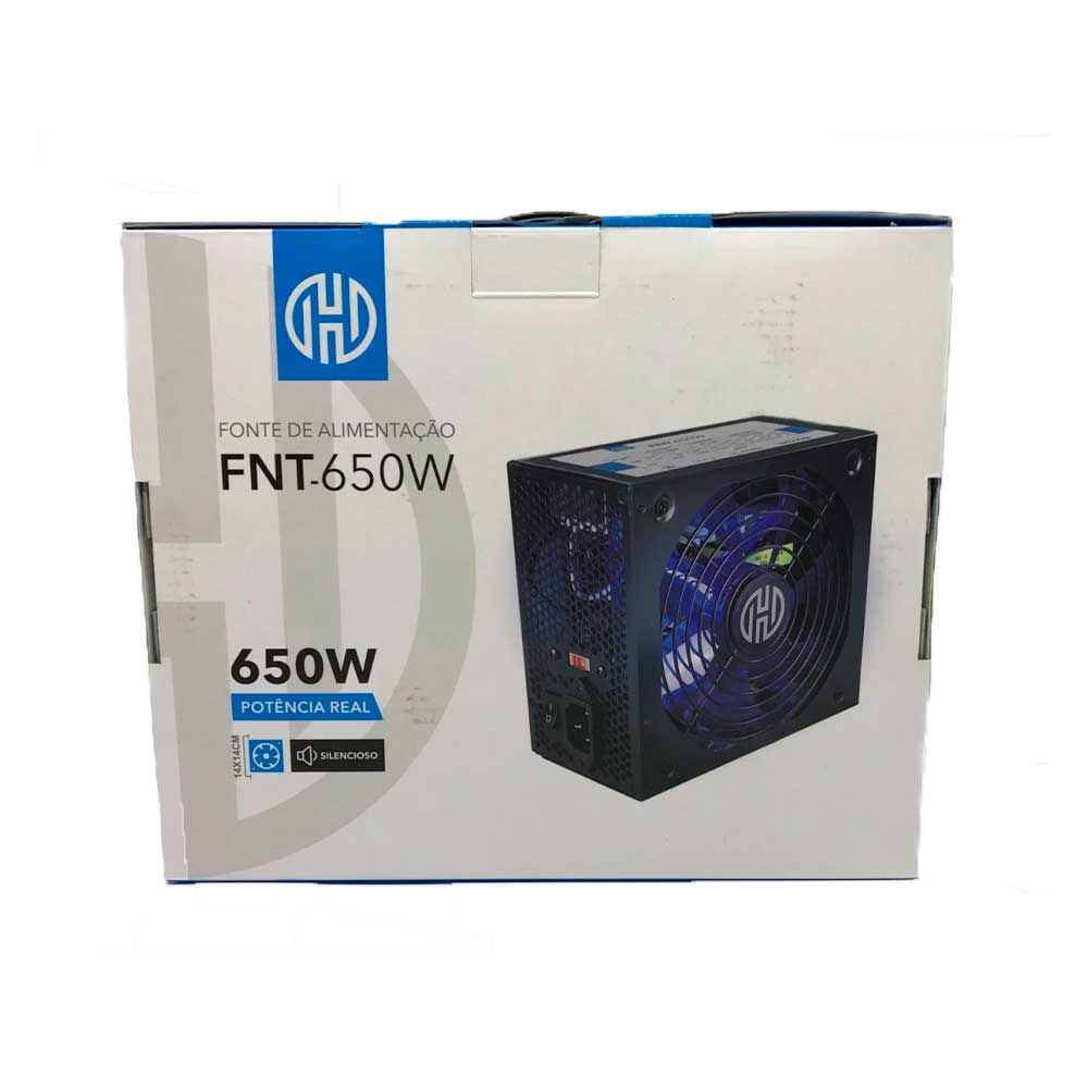 Fonte 650W Hoopson FNT-650W com LED RGB Fixo Potencia Real Box Com cabo alimentacao