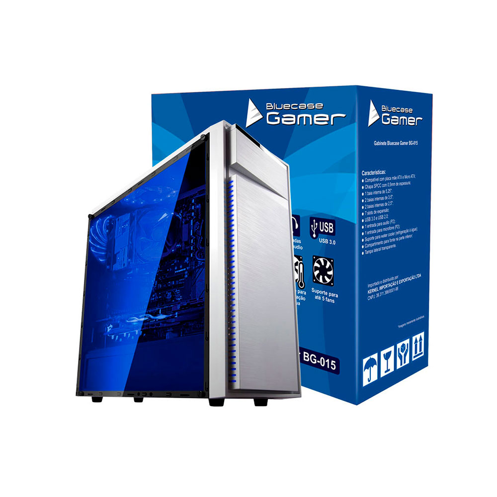 Gabinete Bluecase Gamer BG-015 sem Fonte USB 3.0 Branco 