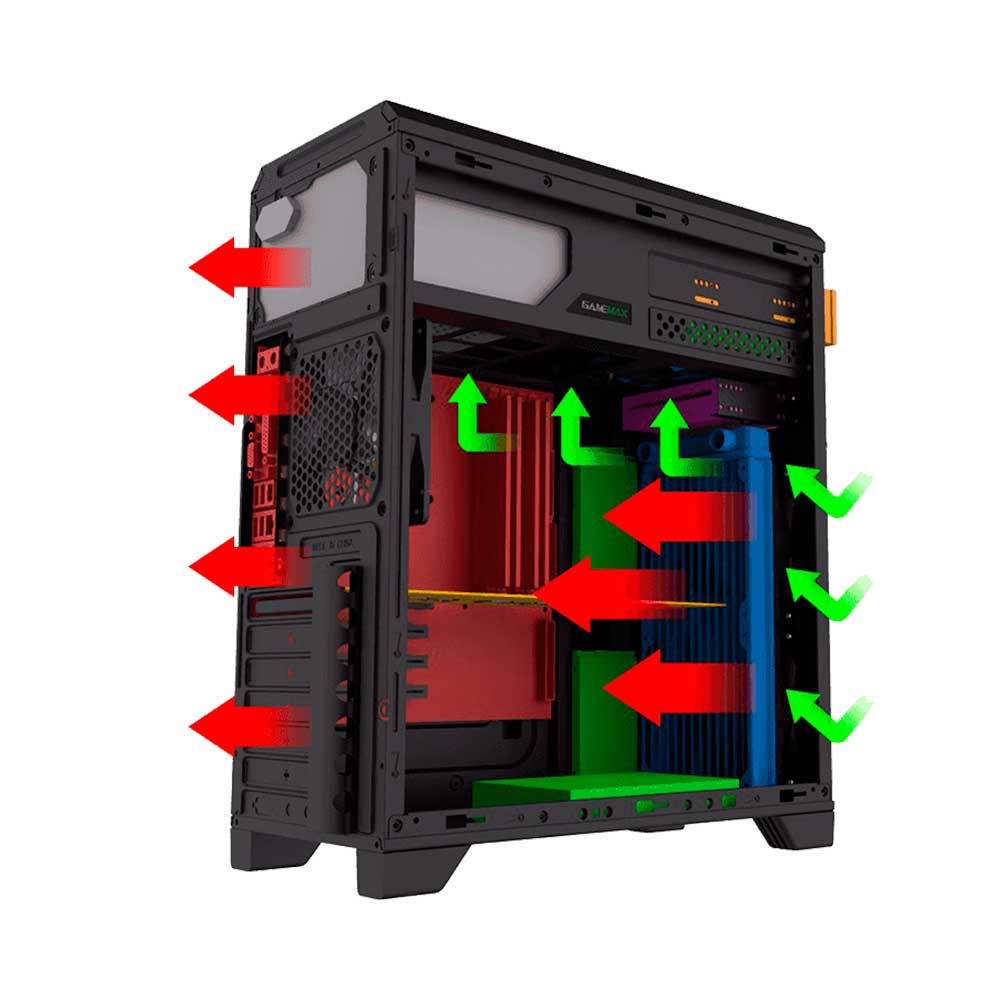 Gabinete Gamer Gamemax Wave G562W  Mid Tower 3 Fans Led Vermelho  Lateral Acrilico 