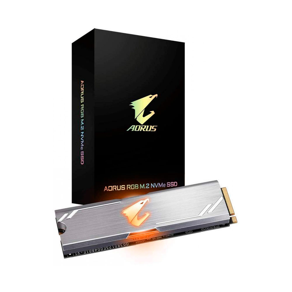 SSD Gigabyte Aorus RGB, 256GB, M.2 2280, NVMe, Leitura 3100MBs e Gravação 1050MBs, GP-ASM2NE2256GTTDR