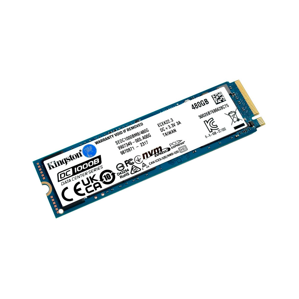 SSD Kingston DC1000B, 480GB, PCIe, NVMe, M.2 2280, Leituras 3.200MB/s, Gravação 565MB/s - SEDC1000BM8/480G