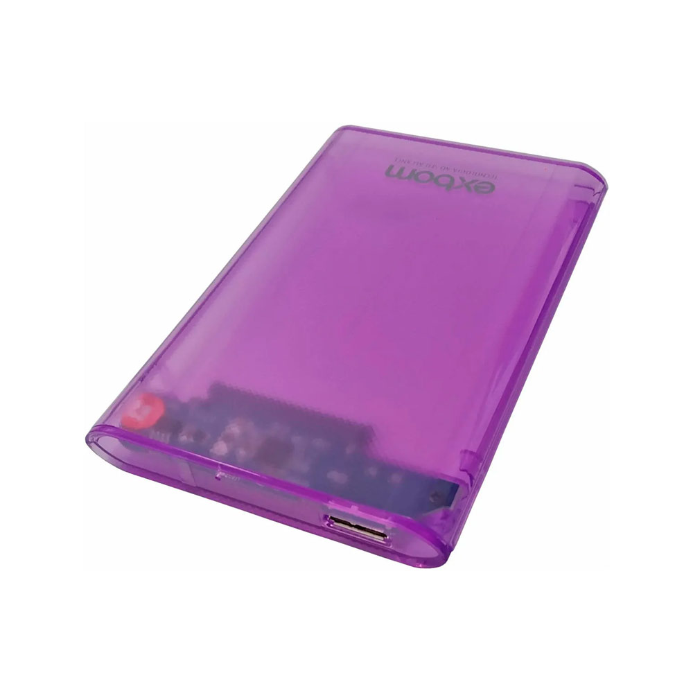 Case para HD e SSD Sata 2.5" Transparente Colorida Roxo USB 3.0 5Gpbs Exbom - CGHD-37