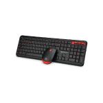Teclado e Mouse Sem Fio C3Tech, Nano Receptor USB, ABNT2, Preto/Vermelho - K-W100BK