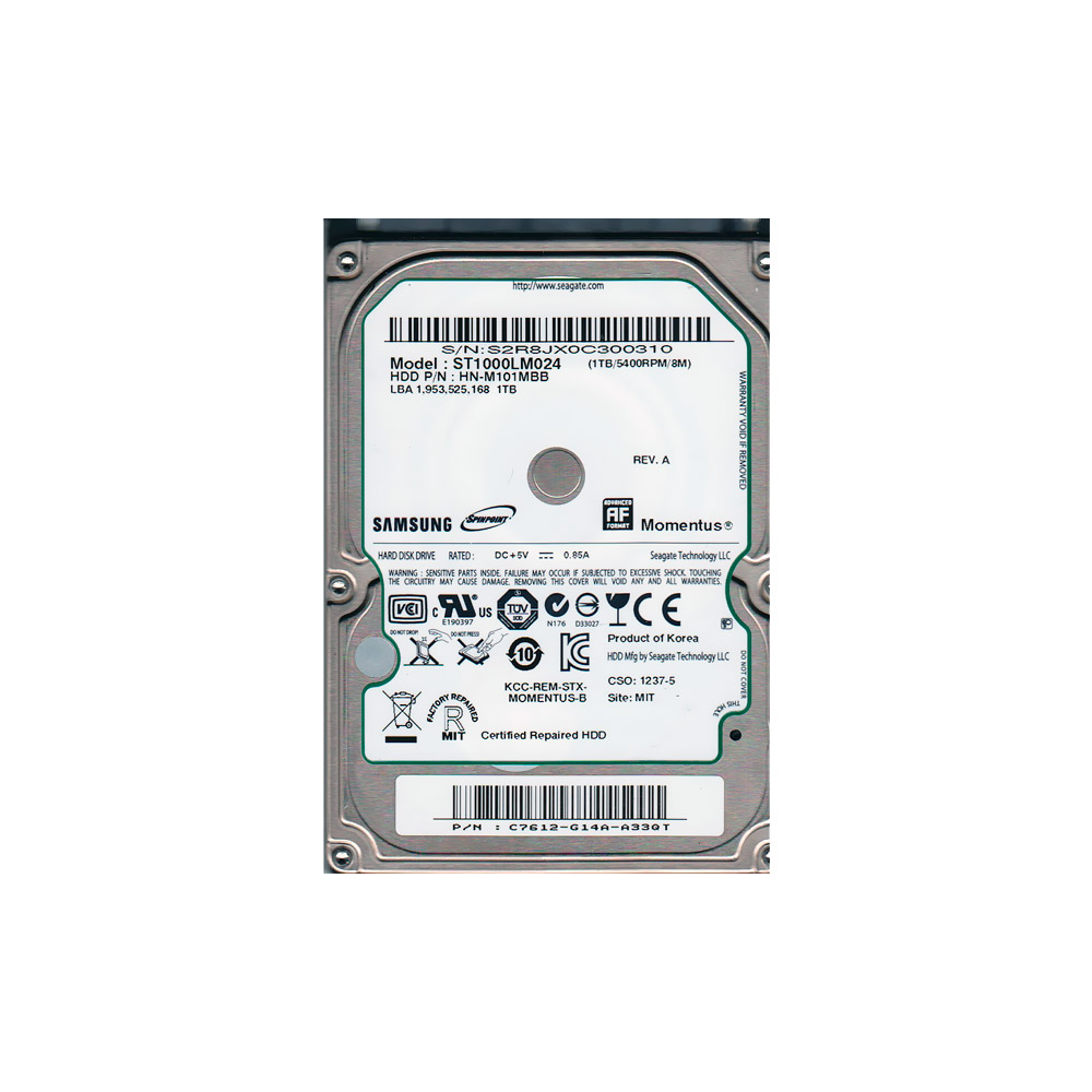 HD 1TB SATA III Samsung Spinpoint M8 5400Rpm ST1000LM024 p/notebook