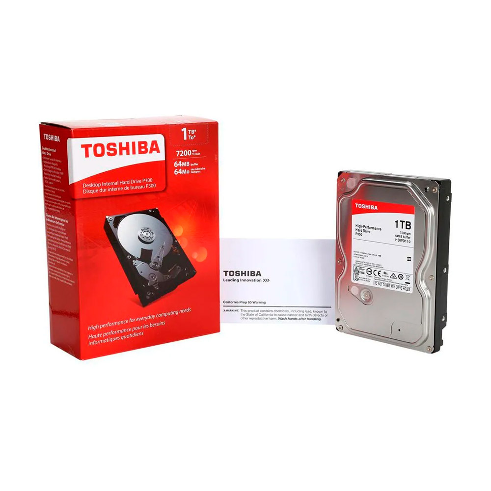 HD 1TB SATA III Toshiba 64MB Cache SATA 6.0Gb/s 7200RPM P300 HDWD110XZSTA BOX