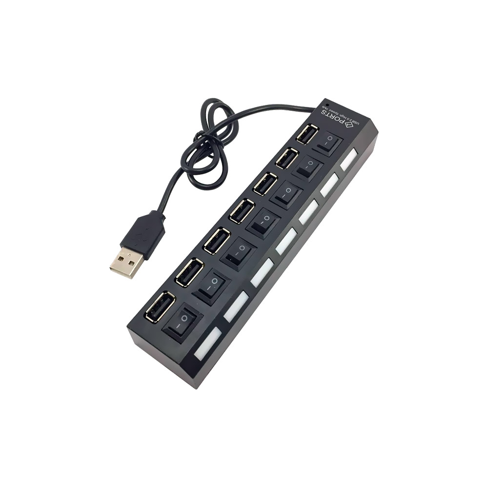 Hub USB 2.0 Extensor 7 Portas Switch On/Off Led Indicador 480mbps - Mkb