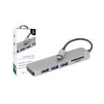 HUB USB C  3x1 USB 3.0 Leitor de Cartões SD/Micro SD - 018-7452