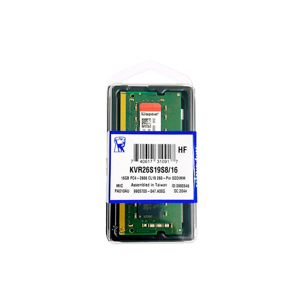 Memória Kingston 16GB DDR4 2666Mhz SODIMM para Notebook  - KVR26S19S8/16