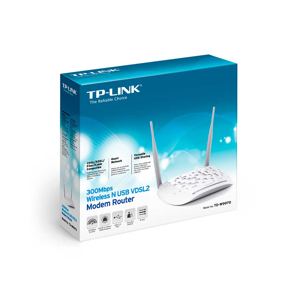 Modem TP-Link Roteador N Vdsl2 Usb 300Mbps TD-W9970
