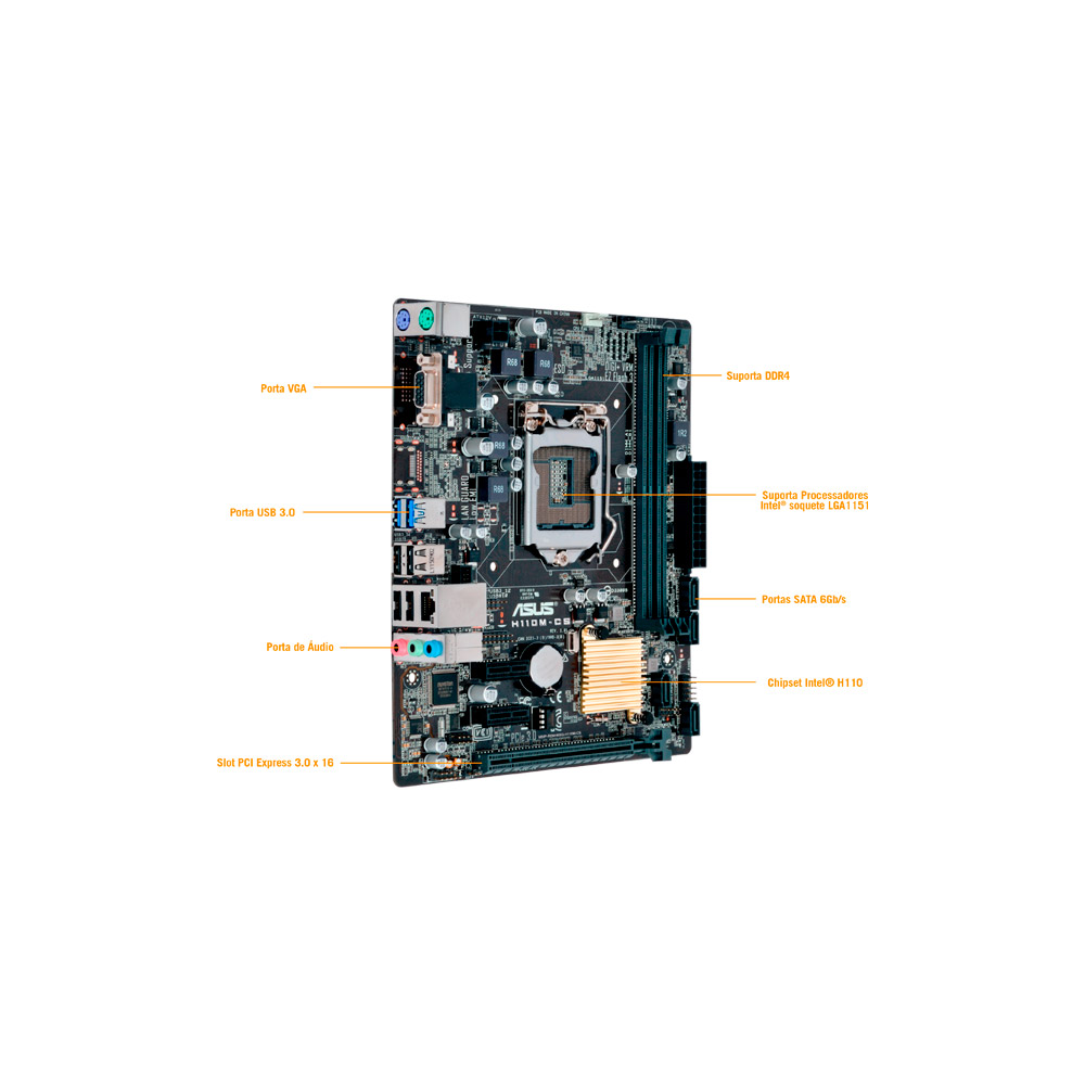 Placa Mãe ASUS Intel LGA 1151 6ª/7ª geração mATX H110M-CS/BR DDR4