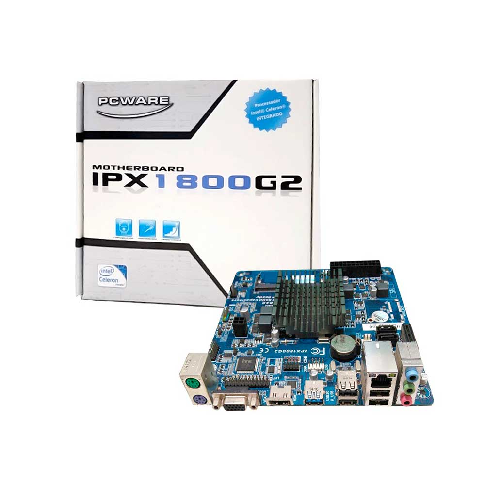 Placa Mãe Integrada PCWare IPX1800G2 Intel Celeron J1800 2.41GHz Dual Core DDR3 Mini ITX Box 