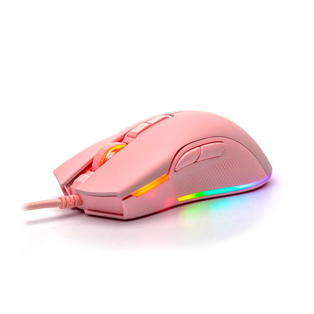 Mouse Gamer Motospeed V70 Essential, RGB, 7 Botões, 5000DPI, Rosa - FMSMS0085RSA