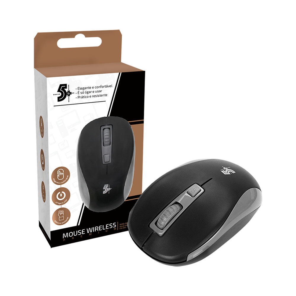 Mouse Wirelles Sem Fio 1200dpi 2,4 Ghz Office Premium 5+ - 015-0060 