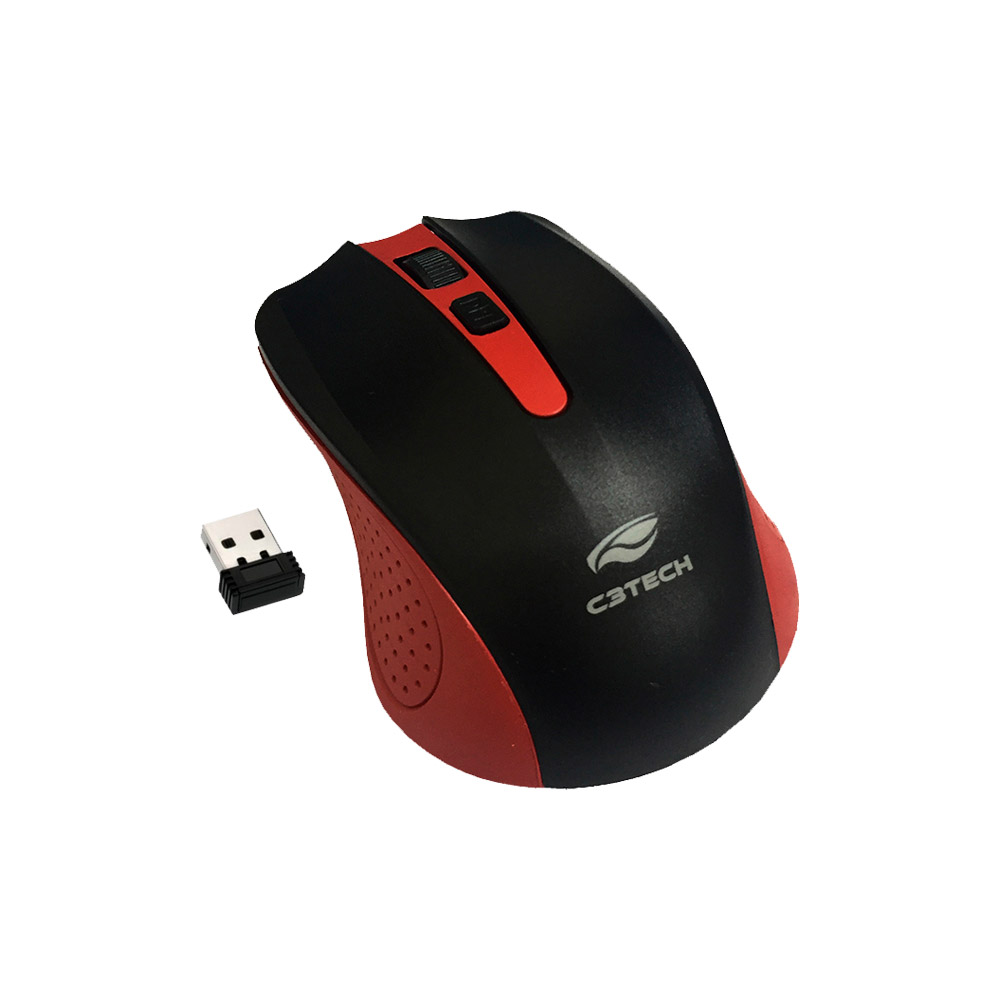 Mouse Sem Fio C3 Tech M-W20RD Preto/Vermelho