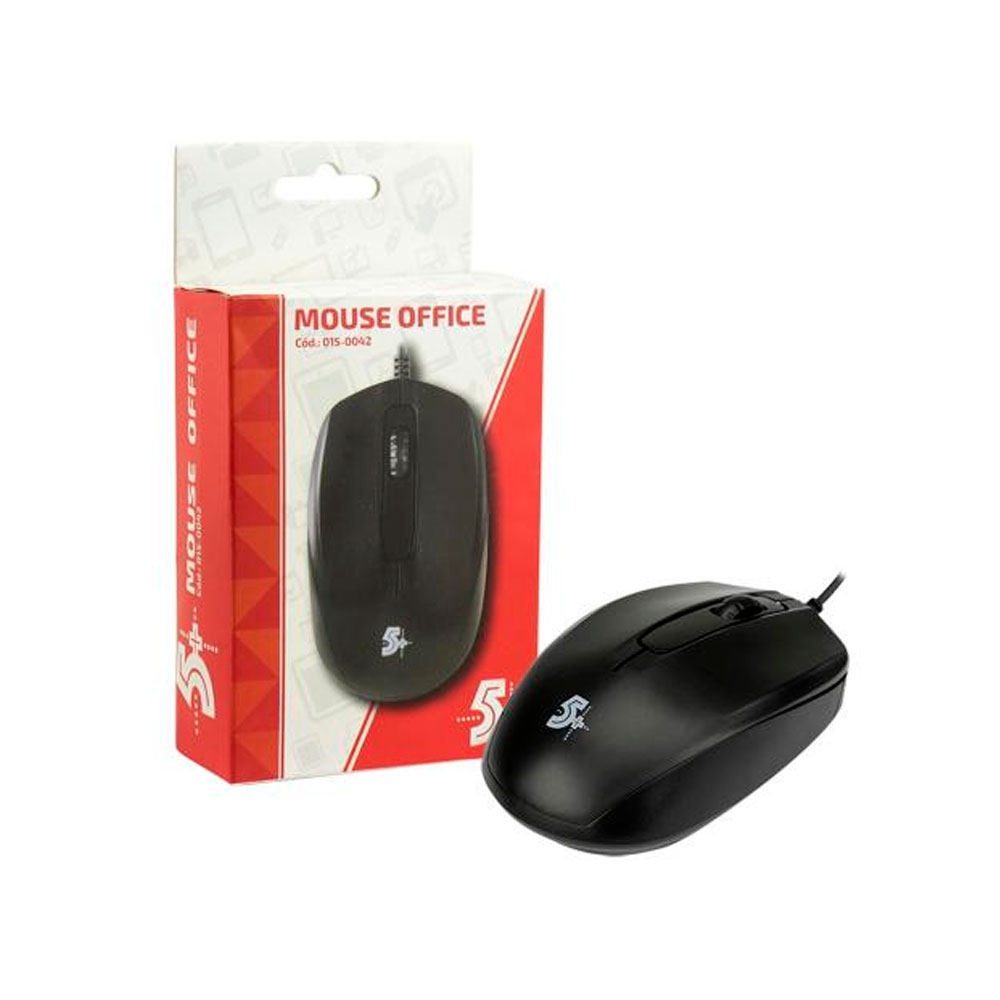 Mouse Óptico USB Office 5+ 1000DPI Preto 015-0042