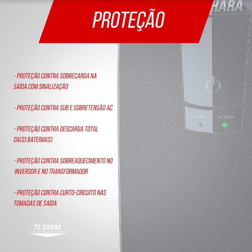 Nobreak TS Shara UPS Professional Universal 1800VA, Semi-Senoidal, 8 Tomadas de Saída, Indicador de LED, Alarme Sonoro, Bivolt, Preto - 4437