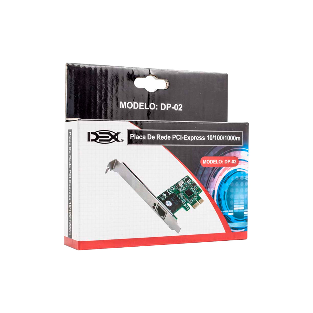 Placa de Rede Dex 10/100/1000 PCI-Express com Low Profile DP-02