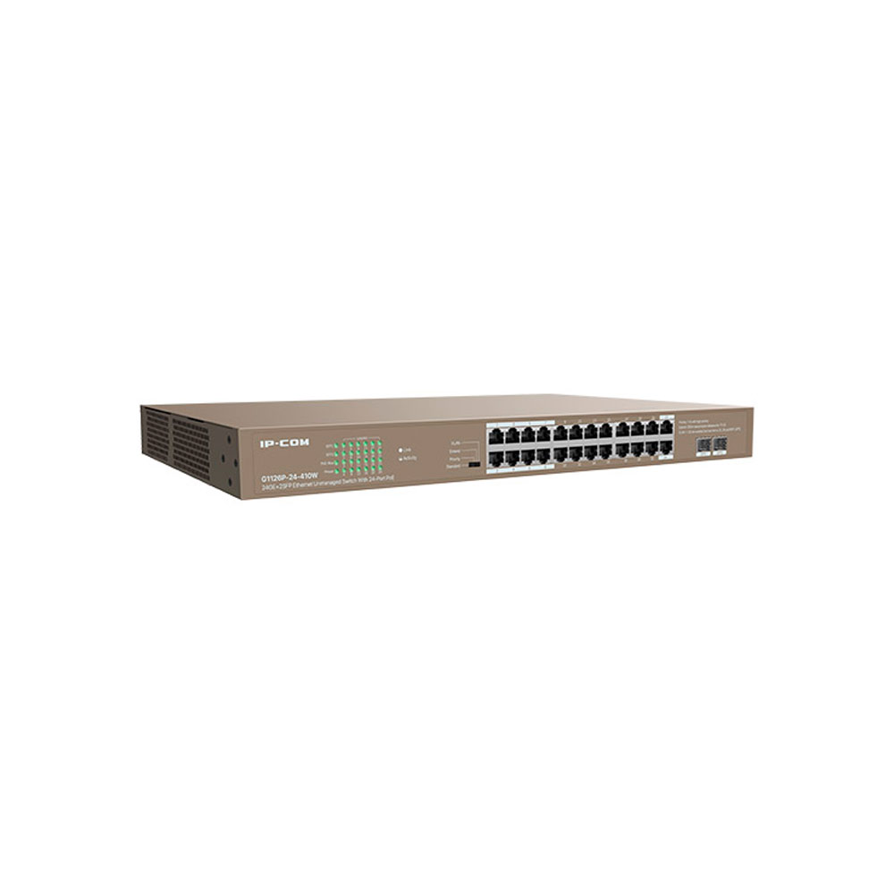 Switch IP-Com 24pt Gigabit POE 24GE+2SFP - G1126P-24-410W