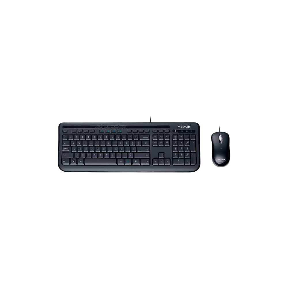 Teclado e Mouse Óptico Com Fio USB Microsoft Wired Desktop 600 Black