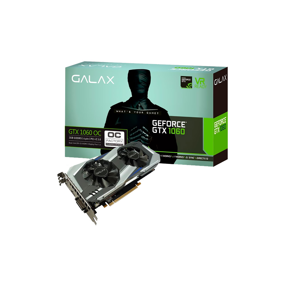 VGA GeForce 3GB GTX 1060 Galax Entusiasta 192bits 8008Mhz 60NNH7DSL9C3