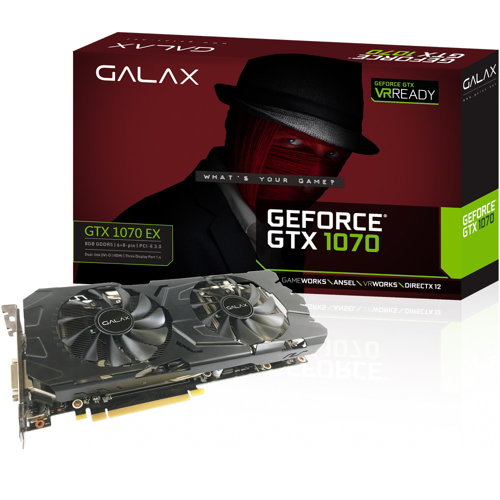 VGA GeForce 8GB GTX 1070 EX Galax GDDR5 256bits PCI-E 70NSH6DHL4XE